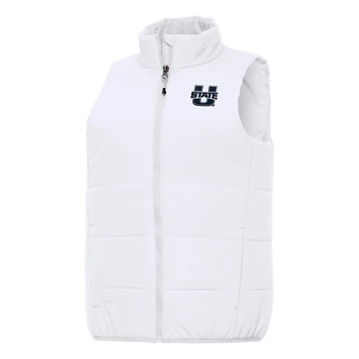 Women's Antigua White Utah State Aggies Experience Full-Zip Vest