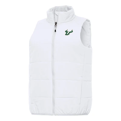 Women's Antigua White South Florida Bulls Experience Full-Zip Vest
