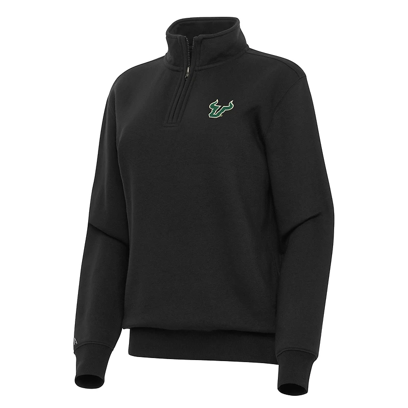 Women's Antigua Black South Florida Bulls Victory Quarter-Zip Sweatshirt