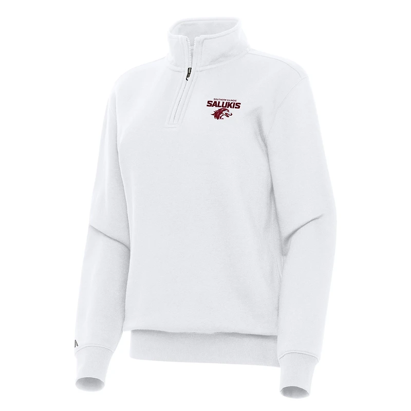 Women's Antigua White Southern Illinois Salukis Victory Quarter-Zip Sweatshirt