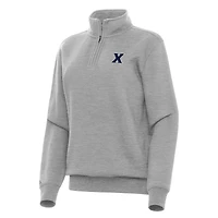 Women's Antigua Heather Gray Xavier Musketeers Victory Quarter-Zip Sweatshirt