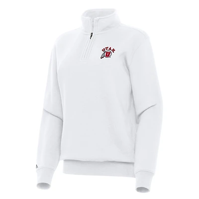 Women's Antigua White Utah Utes Victory Quarter-Zip Sweatshirt