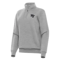 Women's Antigua Heather Gray Wake Forest Demon Deacons Victory Quarter-Zip Sweatshirt