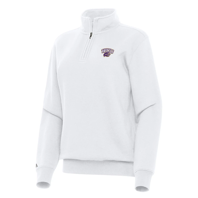 Women's Antigua White Western Carolina Catamounts Victory Quarter-Zip Sweatshirt