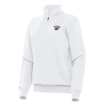 Women's Antigua White Western Carolina Catamounts Victory Quarter-Zip Sweatshirt