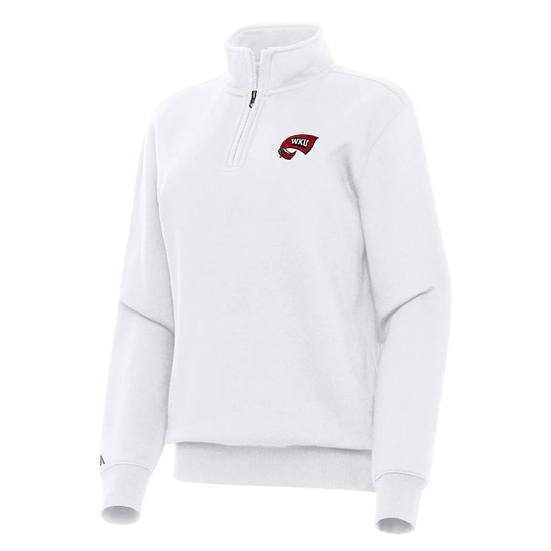 Women's Antigua White Western Kentucky Hilltoppers Victory Quarter-Zip Sweatshirt