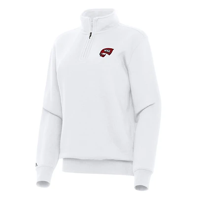 Women's Antigua White Western Kentucky Hilltoppers Victory Quarter-Zip Sweatshirt
