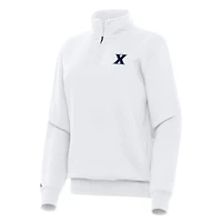 Women's Antigua White Xavier Musketeers Victory Quarter-Zip Sweatshirt