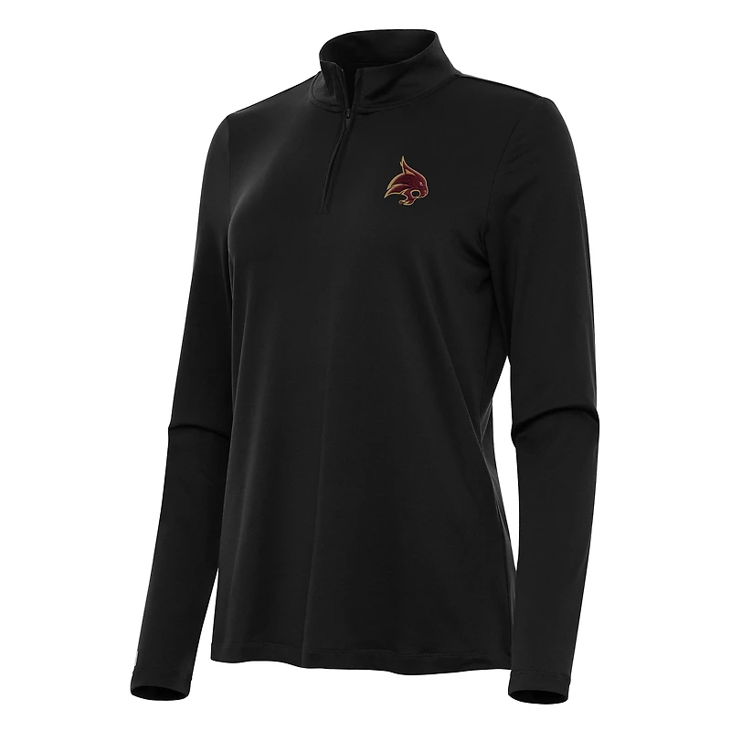 Women's Antigua Black Texas State Bobcats Reprocess Quarter-Zip Top