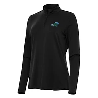 Women's Antigua Black Tulane Green Wave Reprocess Quarter-Zip Top