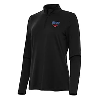 Women's Antigua Black SMU Mustangs Reprocess Quarter-Zip Top