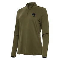 Women's Antigua Olive Wake Forest Demon Deacons Reprocess Quarter-Zip Top