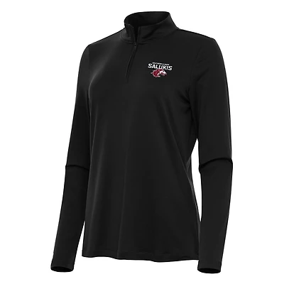 Women's Antigua Black Southern Illinois Salukis Reprocess Quarter-Zip Top