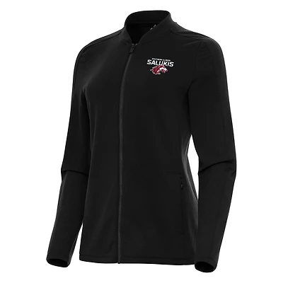 Women's Antigua Black Southern Illinois Salukis Continual Full-Zip Jacket