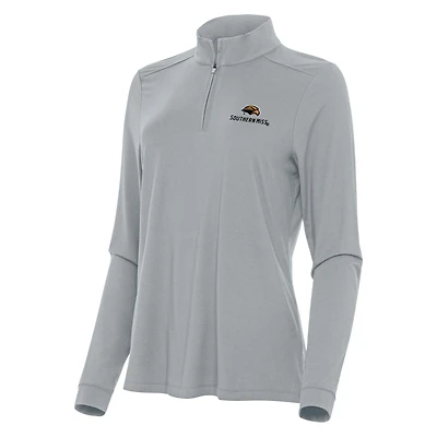 Women's Antigua Gray Southern Miss Golden Eagles Intent Quarter-Zip Top
