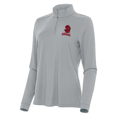 Women's Antigua Gray South Dakota Coyotes Intent Quarter-Zip Top