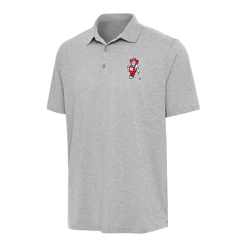Men's Antigua Heather Gray Nebraska Huskers Par 3 Polo