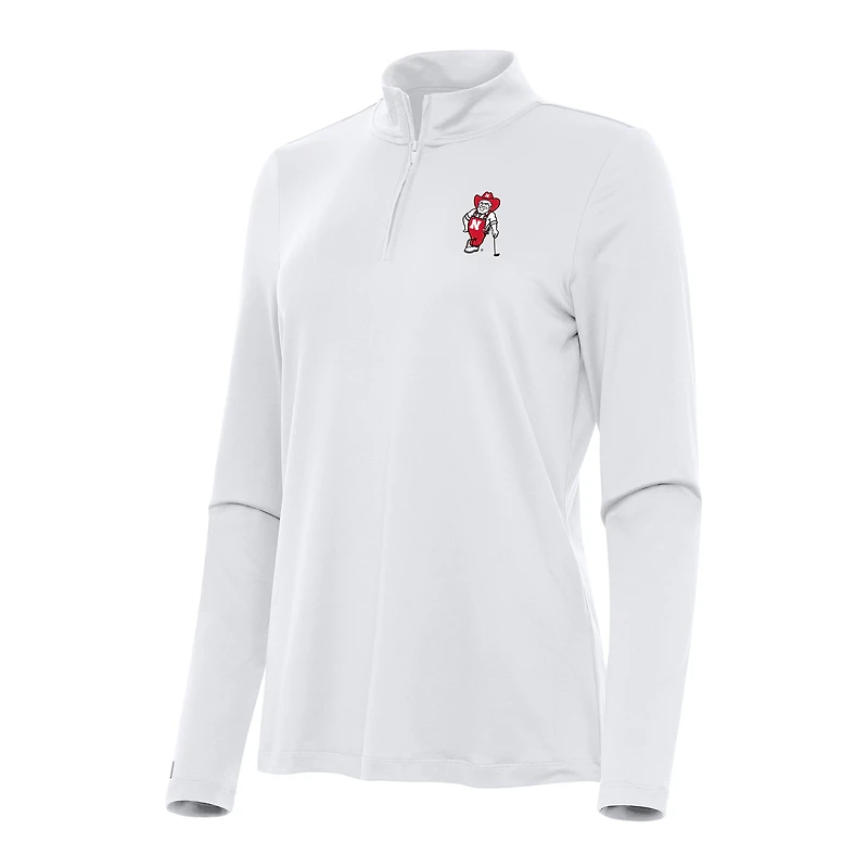 Women's Antigua White Nebraska Huskers Reprocess Quarter-Zip Top
