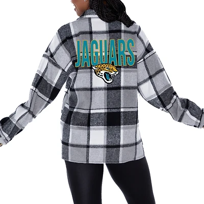 Women's Gameday Couture Gray Jacksonville Jaguars  Fieldside Fun Plaid Button-Up Overshirt