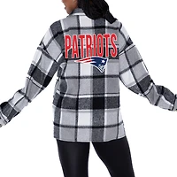 Women's Gameday Couture Gray New England Patriots  Fieldside Fun Plaid Button-Up Overshirt