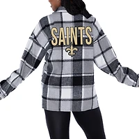 Women's Gameday Couture Gray New Orleans Saints  Fieldside Fun Plaid Button-Up Overshirt