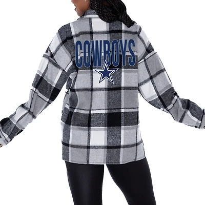 Women's Gameday Couture Gray Dallas Cowboys  Fieldside Fun Plaid Button-Up Overshirt