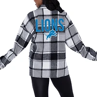 Women's Gameday Couture Gray Detroit Lions  Fieldside Fun Plaid Button-Up Overshirt