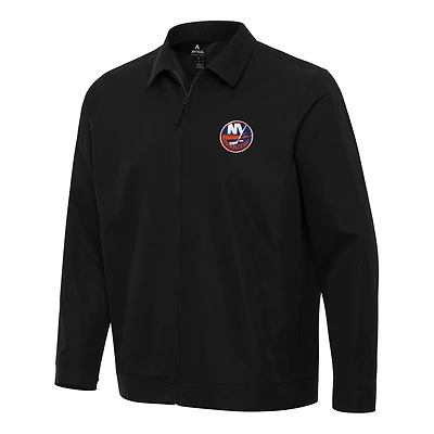 Men's Antigua  Black New York Islanders Pivot Full-Zip Jacket