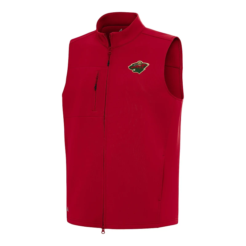 Men's Antigua Red Minnesota Wild Demand Full-Zip Vest