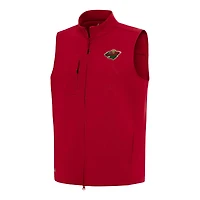 Men's Antigua Red Minnesota Wild Demand Full-Zip Vest