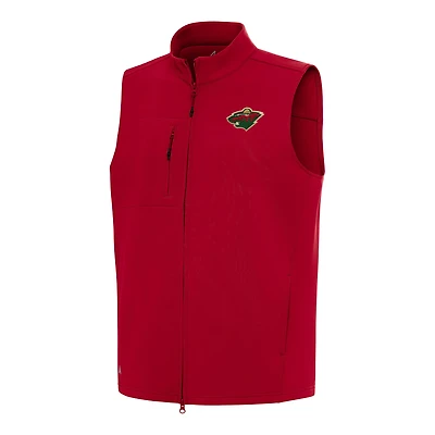 Men's Antigua Red Minnesota Wild Demand Full-Zip Vest