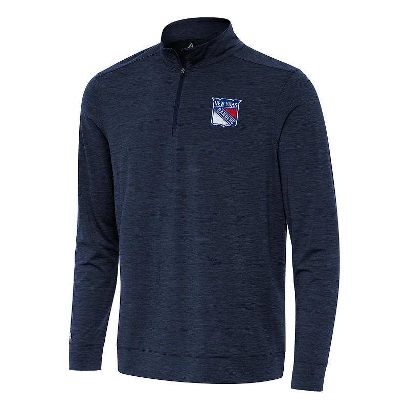 Men's Antigua Heather Navy New York Rangers Bright Quarter-Zip Top