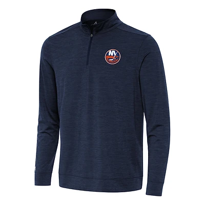 Men's Antigua Heather Navy New York Islanders Bright Quarter-Zip Top