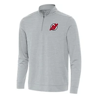 Men's Antigua Heather Gray New Jersey Devils Bright Quarter-Zip Top
