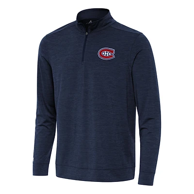 Men's Antigua Heather Navy Montreal Canadiens Bright Quarter-Zip Top