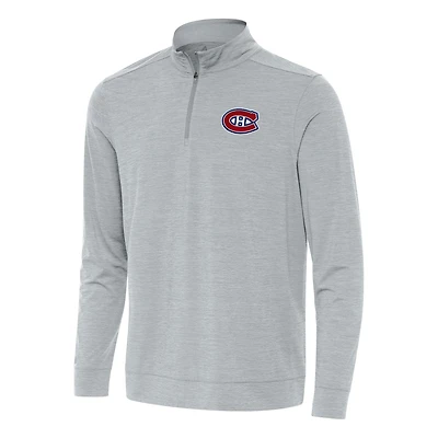 Men's Antigua Heather Gray Montreal Canadiens Bright Quarter-Zip Top