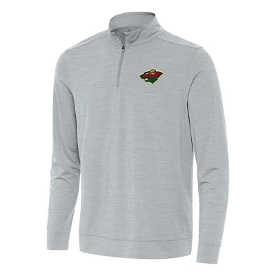 Men's Antigua Heather Gray Minnesota Wild Bright Quarter-Zip Top