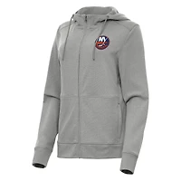 Women's Antigua  Heather Gray New York Islanders Seeker Full-Zip Hoodie