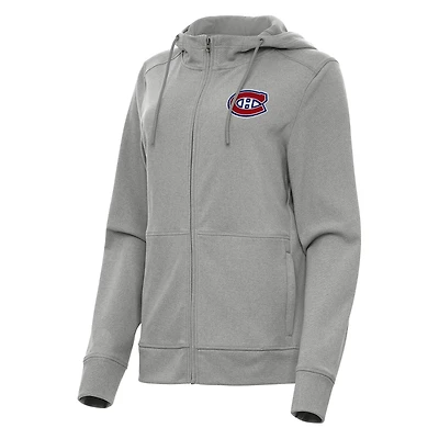 Women's Antigua  Heather Gray Montreal Canadiens Seeker Full-Zip Hoodie