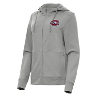 Women's Antigua  Heather Gray Montreal Canadiens Seeker Full-Zip Hoodie