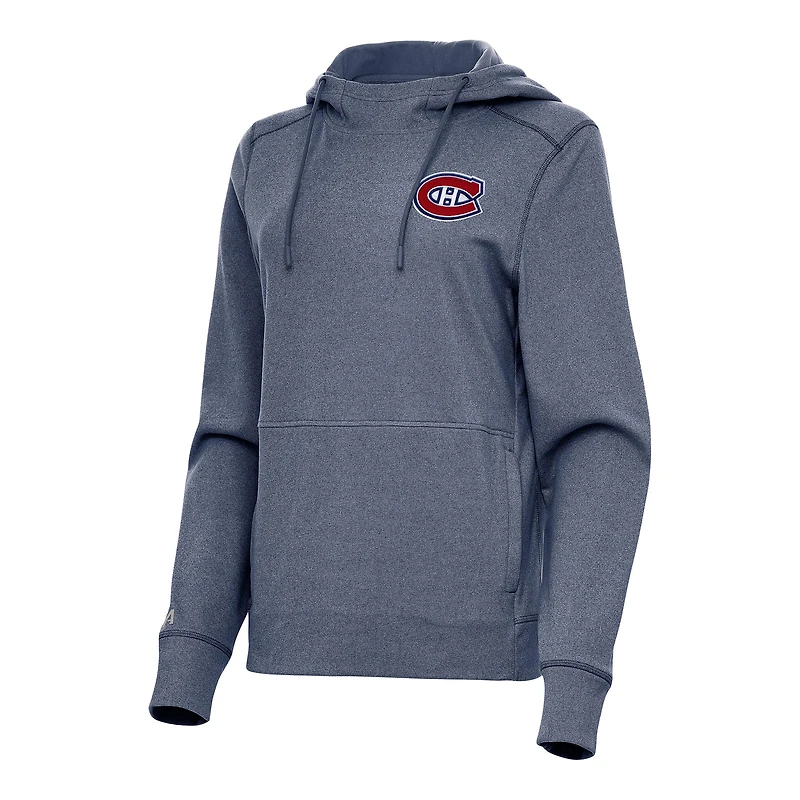 Women's Antigua  Heather Navy Montreal Canadiens Justice Pullover Hoodie