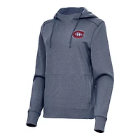 Women's Antigua  Heather Navy Montreal Canadiens Justice Pullover Hoodie