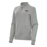 Women's Antigua Heather Gray Nashville Predators Crush Quarter-Zip Fleece Sweatshirt