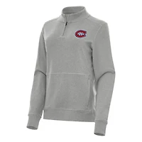 Women's Antigua Heather Montreal Canadiens Crush Quarter-Zip Fleece Sweatshirt