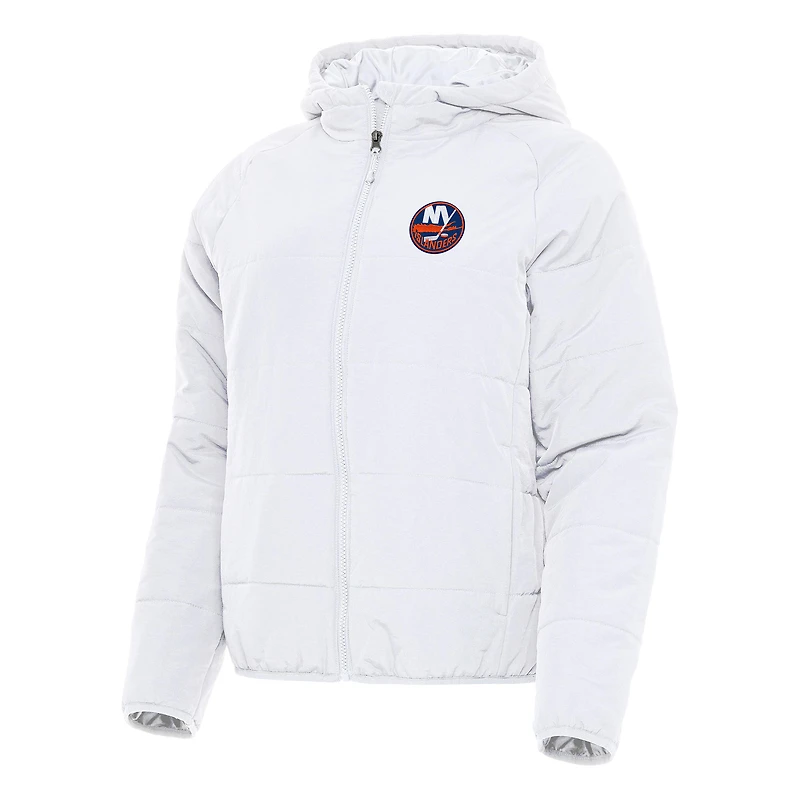 Women's Antigua White New York Islanders Universe Full-Zip Puffer Jacket