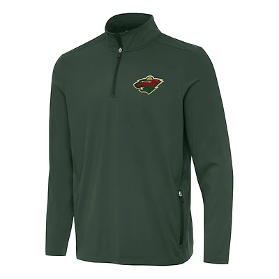 Men's Antigua  Hunter Green Minnesota Wild Perilous Quarter-Zip Sweatshirt