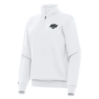 Women's Antigua White Los Angeles Kings Victory Quarter-Zip Sweatshirt