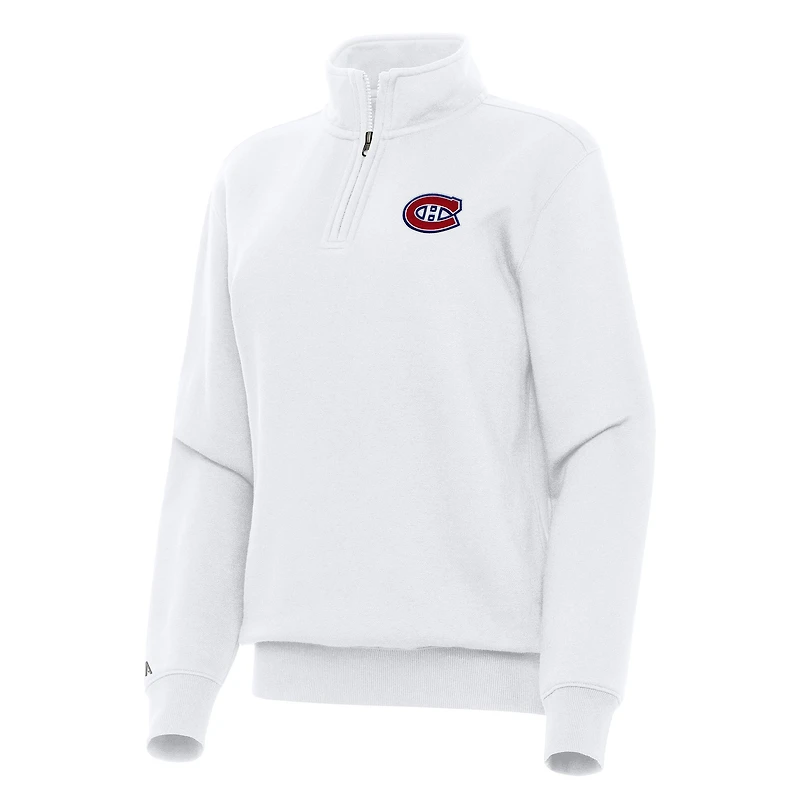 Women's Antigua White Montreal Canadiens Victory Quarter-Zip Sweatshirt