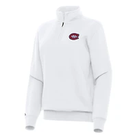 Women's Antigua White Montreal Canadiens Victory Quarter-Zip Sweatshirt