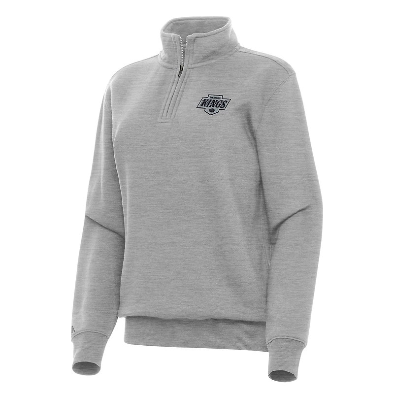 Women's Antigua Heather Gray Los Angeles Kings Victory Quarter-Zip Sweatshirt